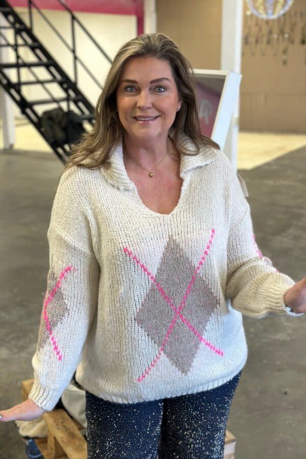 9450 Gebreide trui met kraag