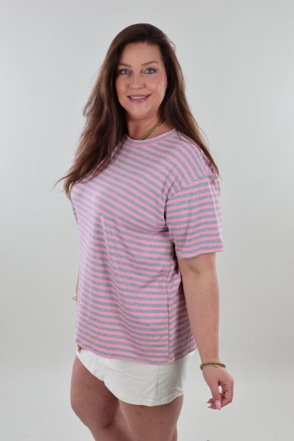 Sale aanbieding 9838 Shirt Stripe Tee