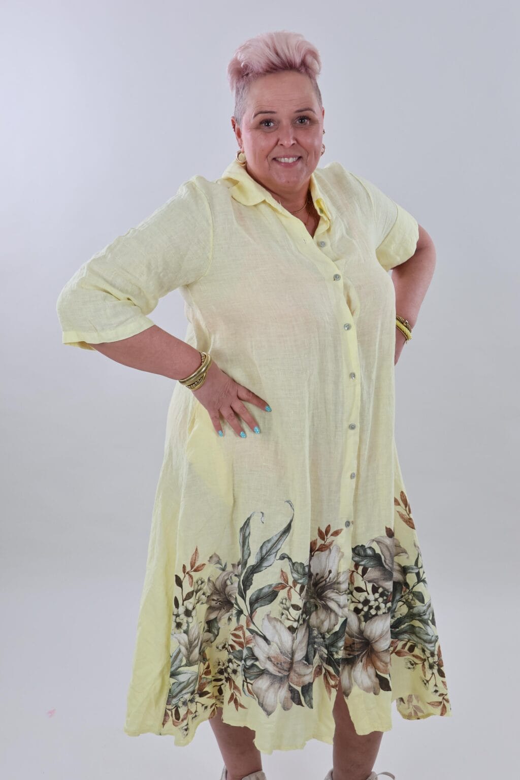 9881 Dress Linnen Floral - Afbeelding 3