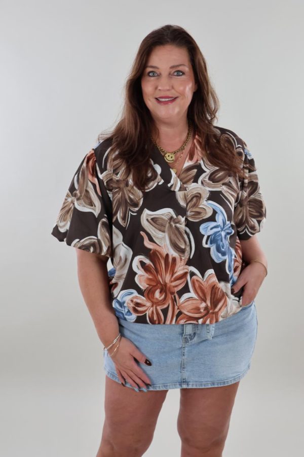 1191 Top Puff Sleeve Print