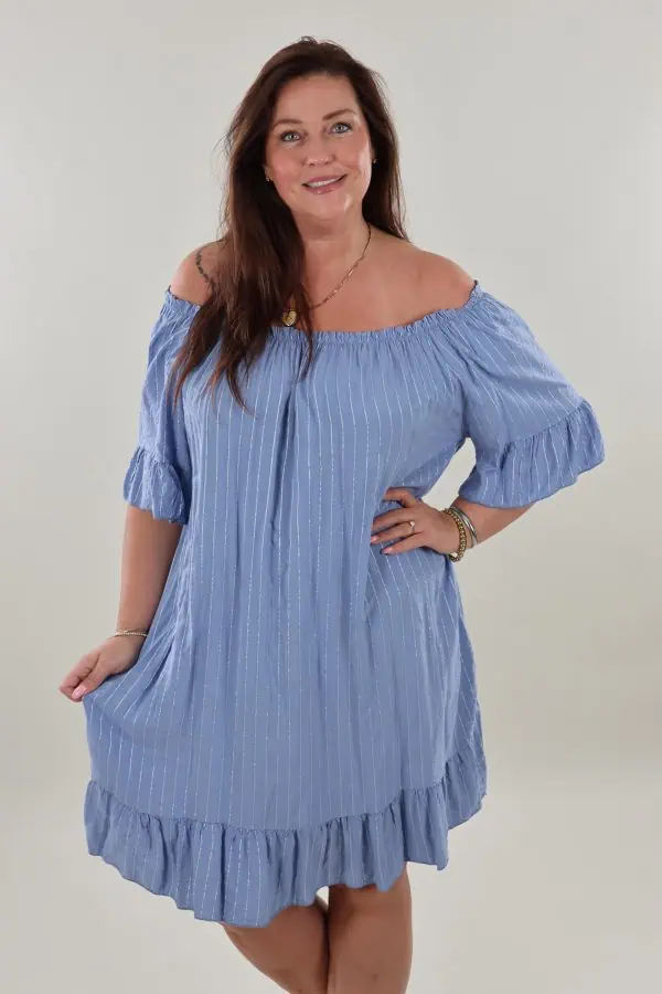1067 Tuniek denimlook stripe