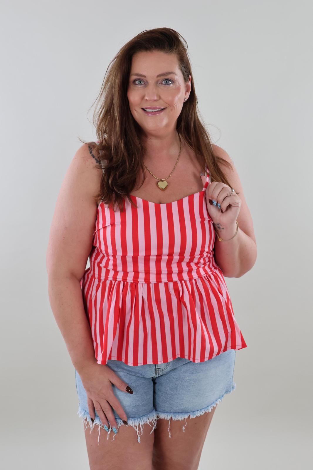 Sale - 1363 top Peplum stripe