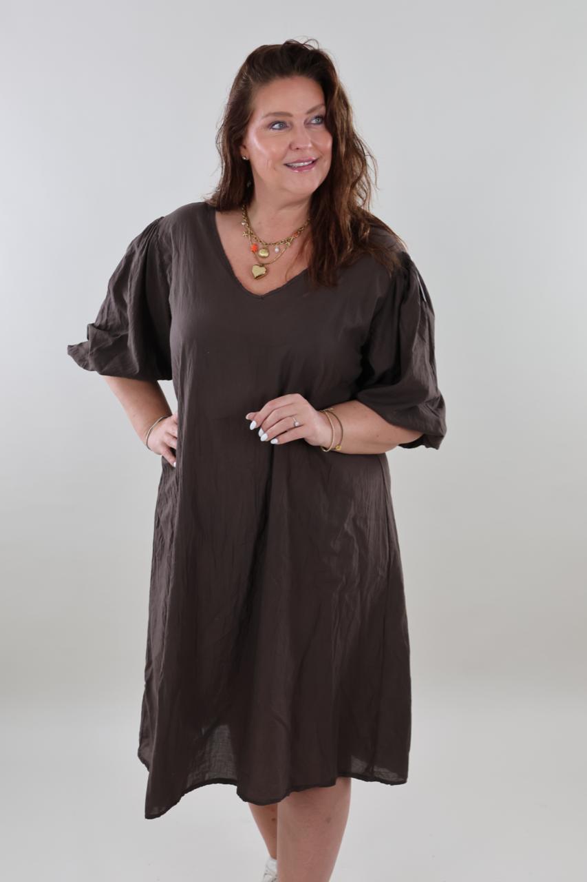 Sale - 1395 Dress Cotton V-neck - Afbeelding 2