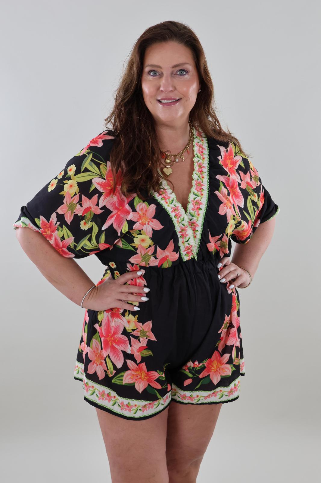 Sale - 1407 Playsuit Tropical Flowers