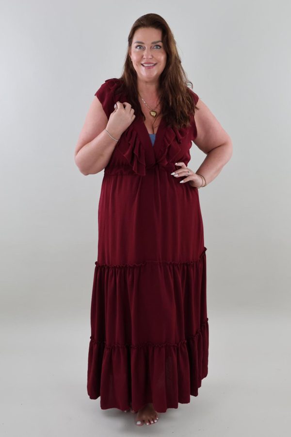 1444 Dress Ruffle V-neck Maxi