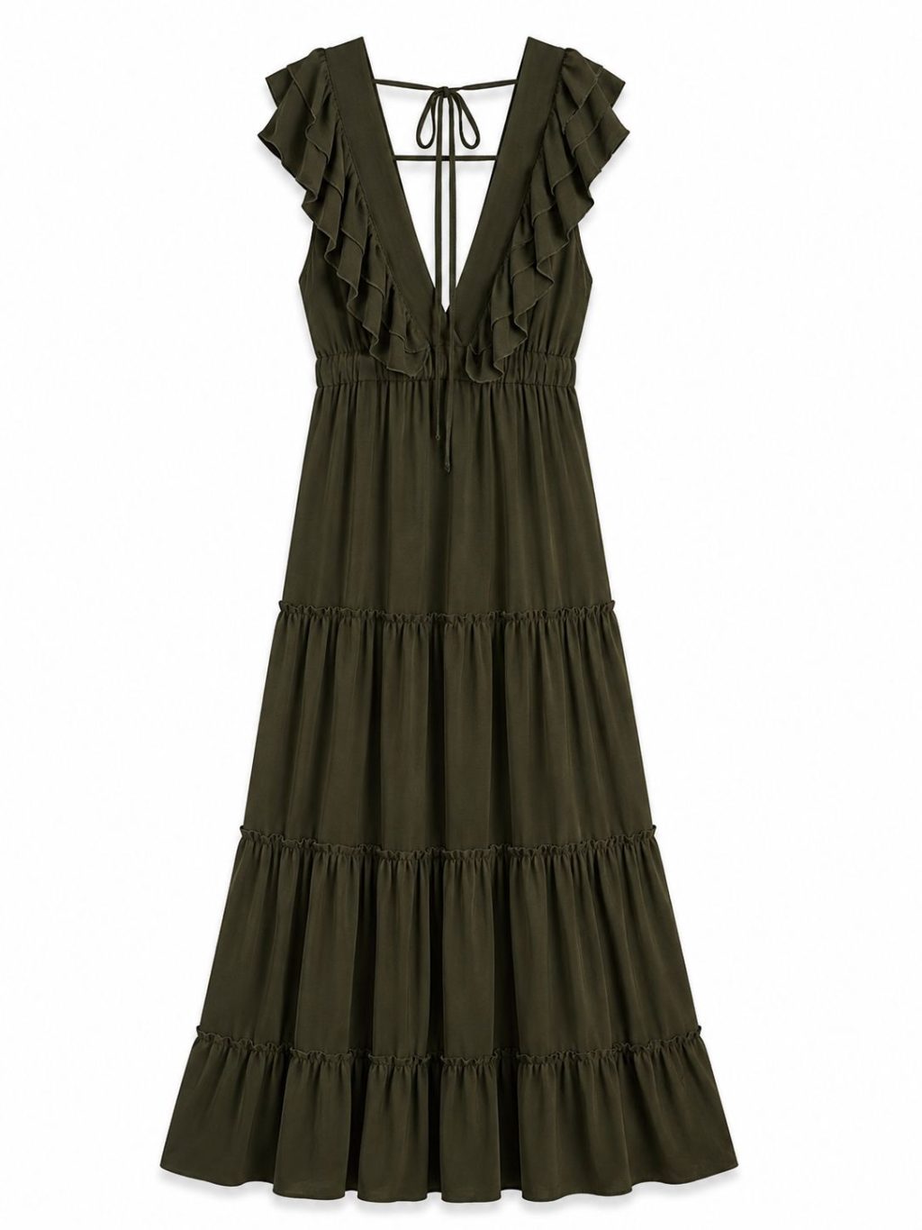 Sale - 1444 Dress Ruffle V-neck Maxi - Afbeelding 3