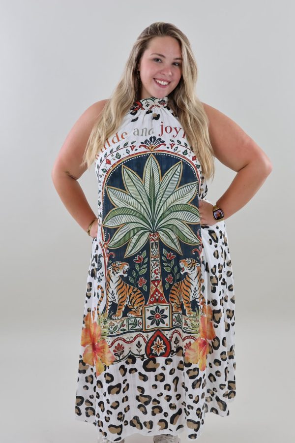 1492 Dress Halter Print Palmtree