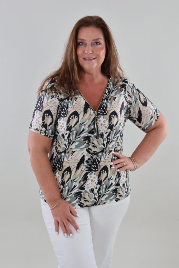 1518 Top Rits V-neck