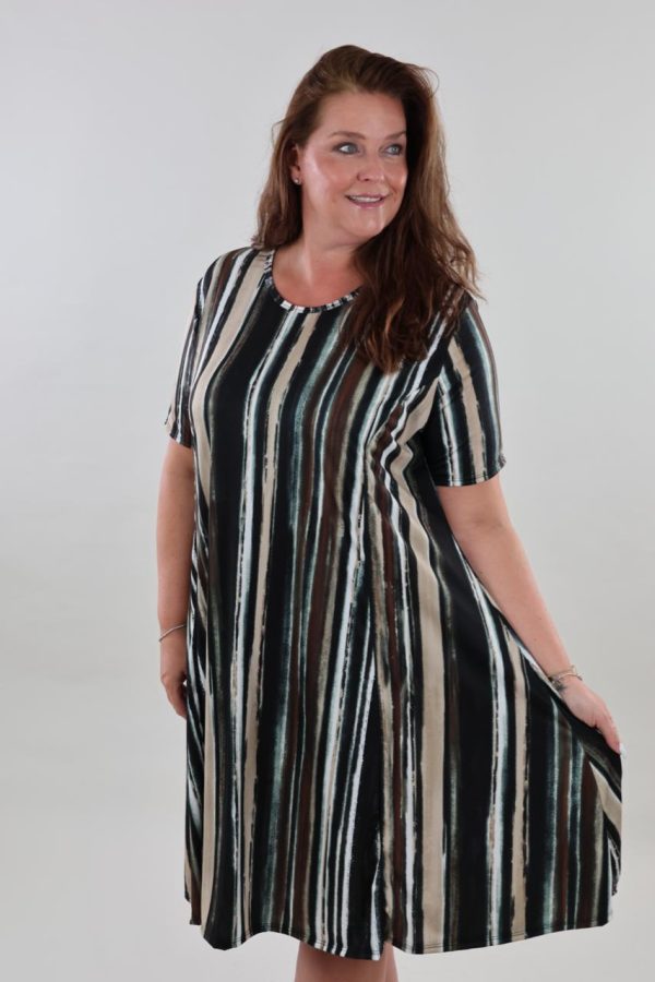 1520 Dress Travel Print Stripes