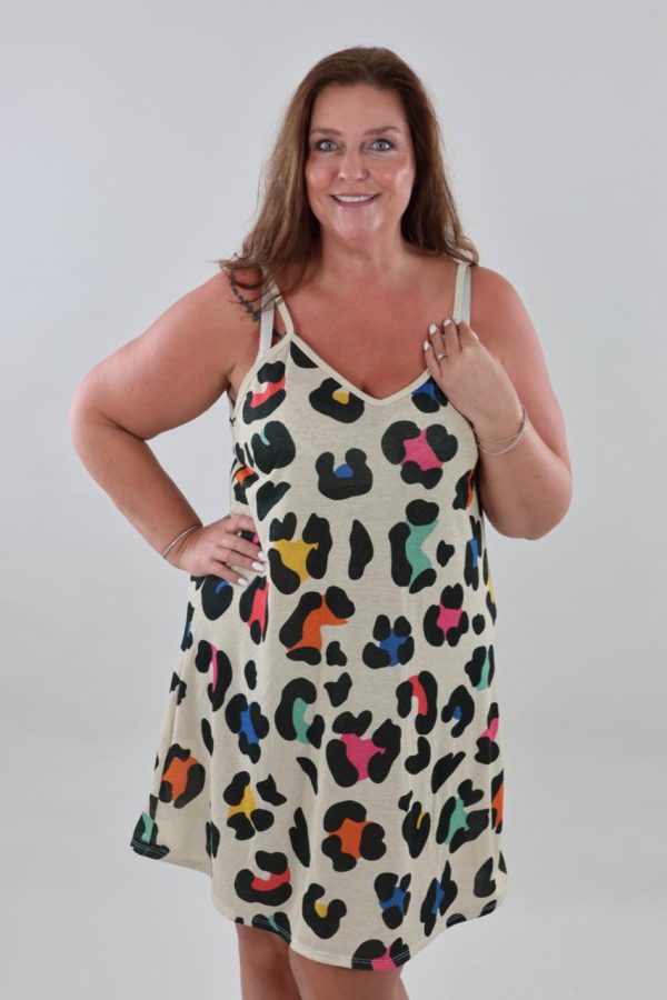 1545 Dress Midi Colourful Spots