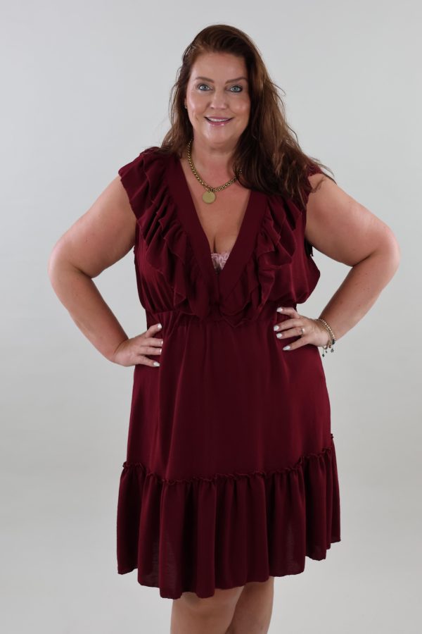 1614 Dress Ruffle V-neck Midi