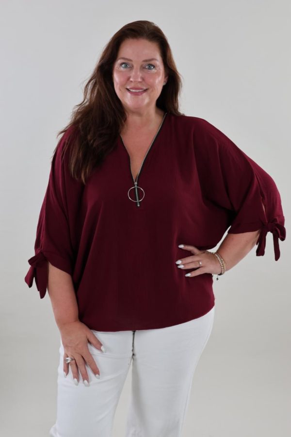 1637 Top Rits V-neck