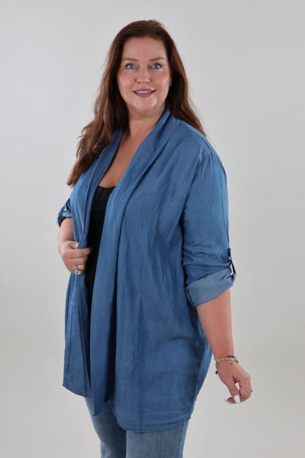 1647 Vest Denimlook 3/4 mouw