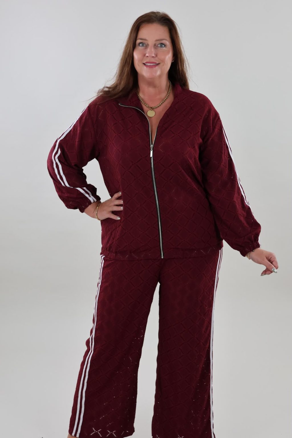 1669 Tweedelige set Striped Ajour - Afbeelding 3