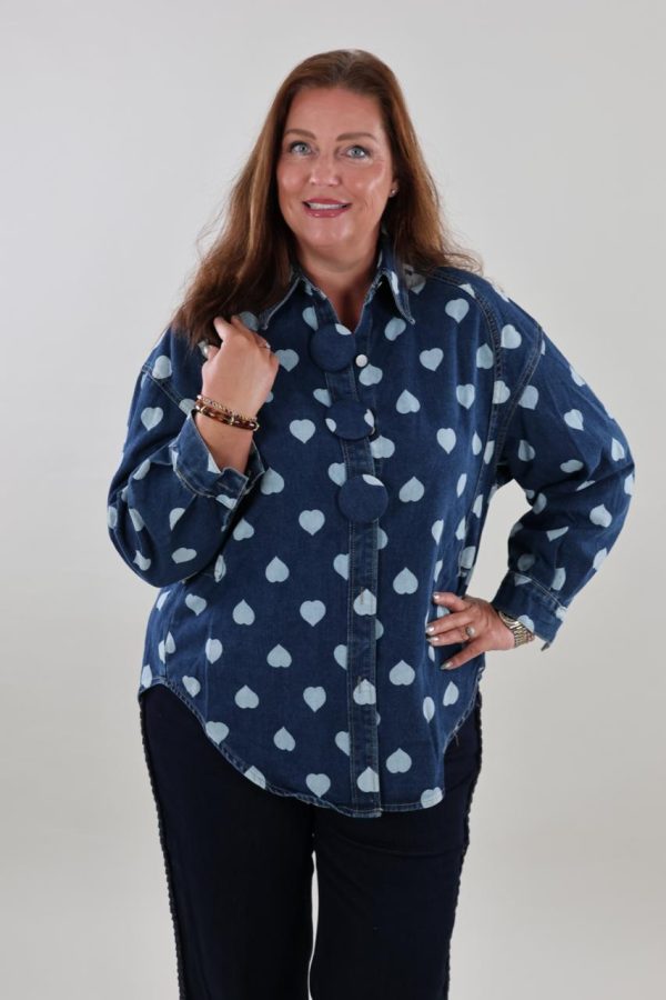 1694 Denim Blouse Hearts