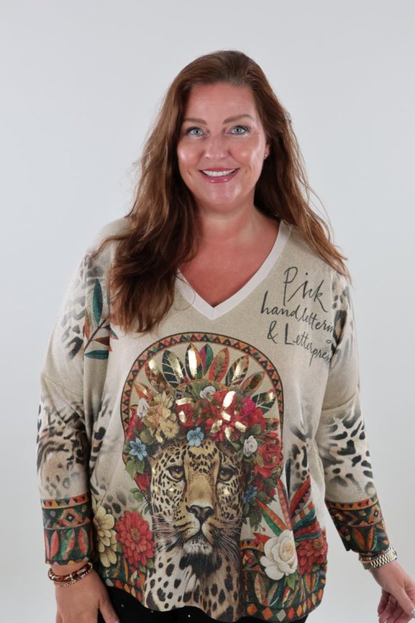 1696 Top Sparkle Print Chitah