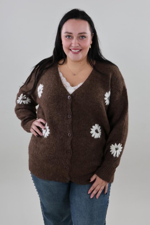 1740 Cardigan Flower V-neck