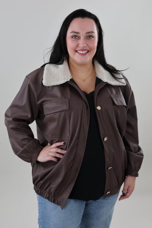 1749 Bomberjacket Leerlook Teddy