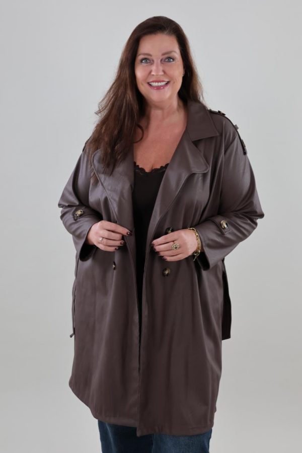 1801 Trenchcoat Leerlook Button