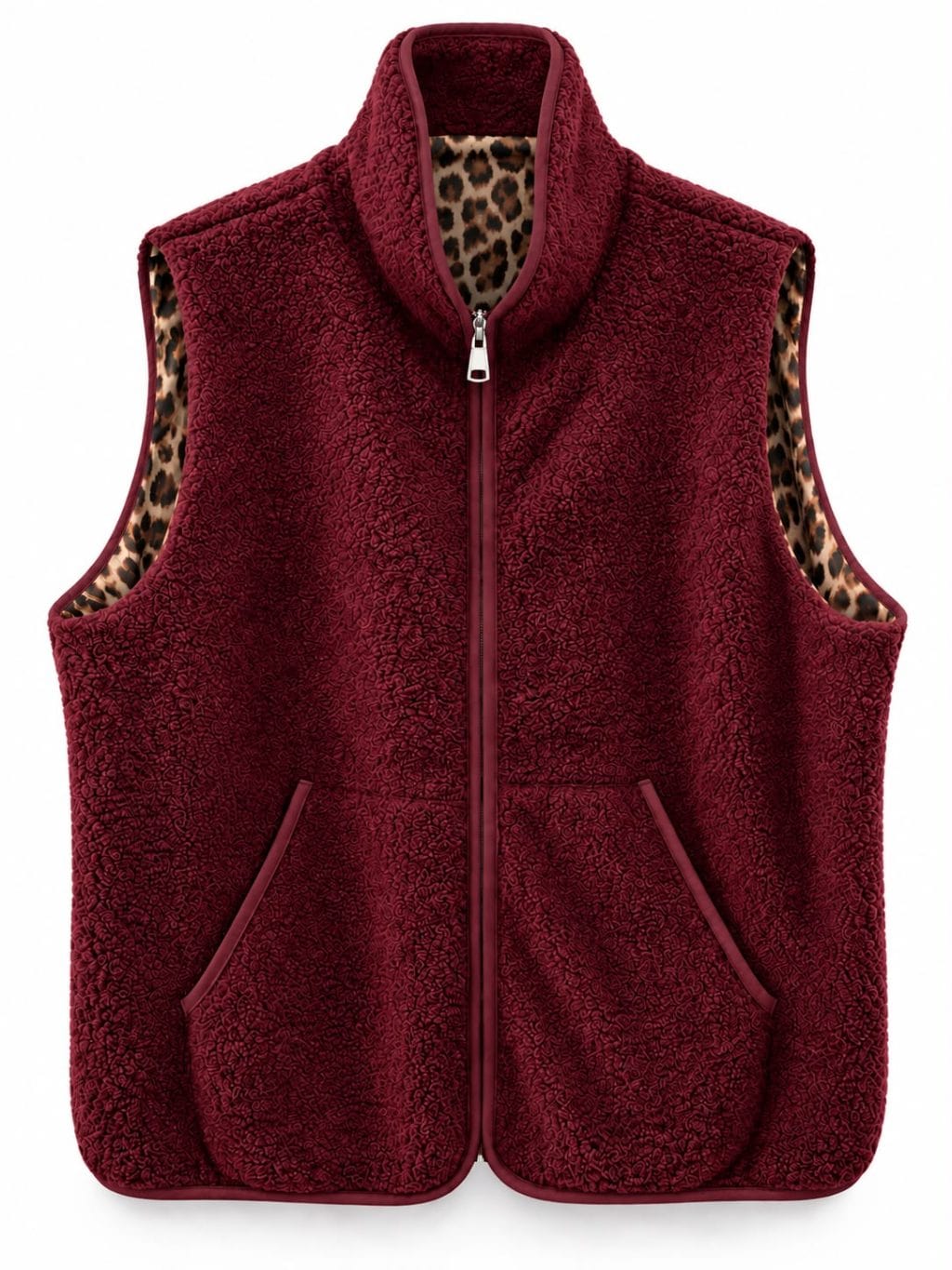 1832 Teddy Gilet Rits Panter - Afbeelding 7
