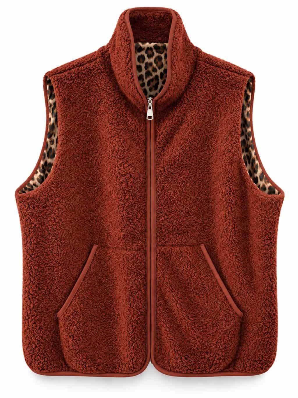 1832 Teddy Gilet Rits Panter - Afbeelding 3