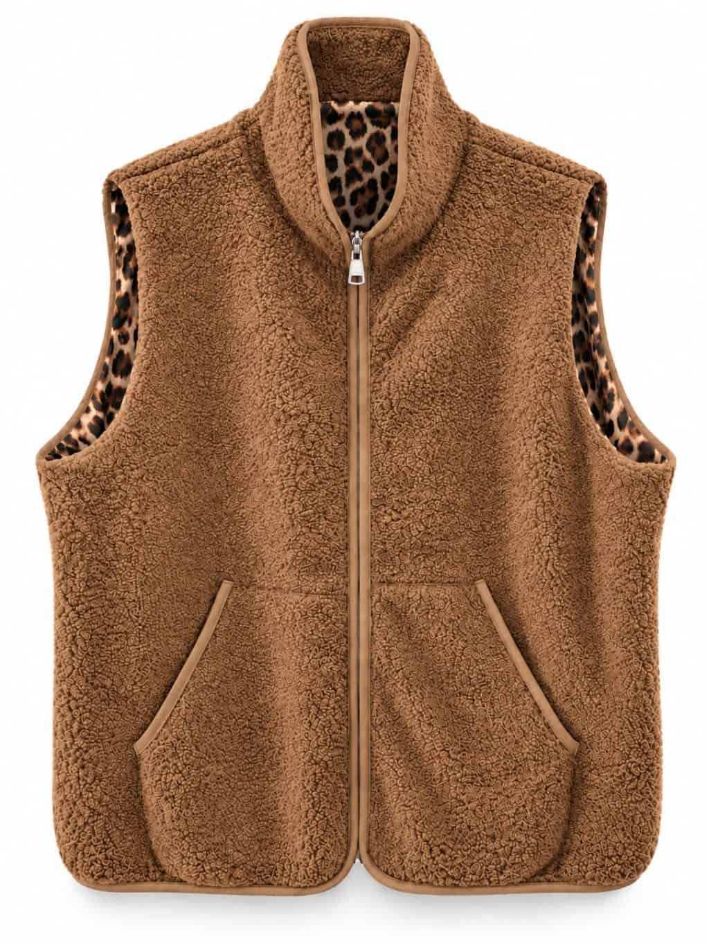 1832 Teddy Gilet Rits Panter - Afbeelding 6
