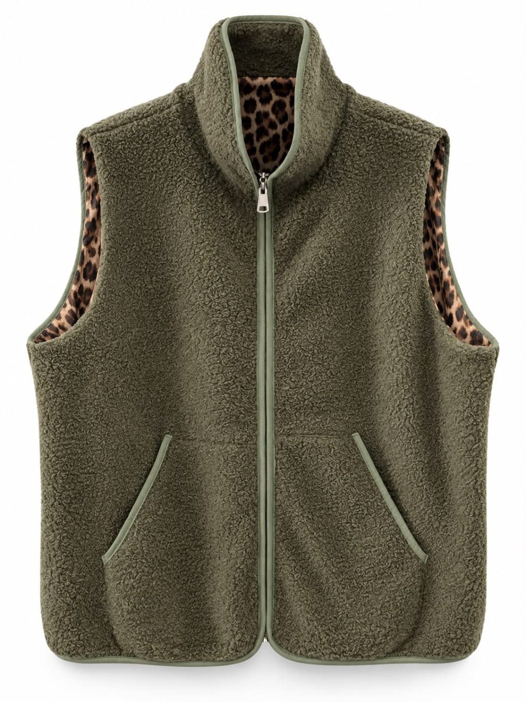 1832 Teddy Gilet Rits Panter - Afbeelding 4