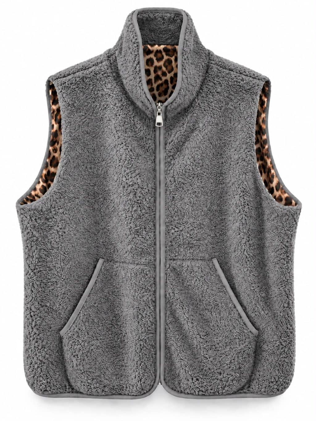 1832 Teddy Gilet Rits Panter - Afbeelding 8