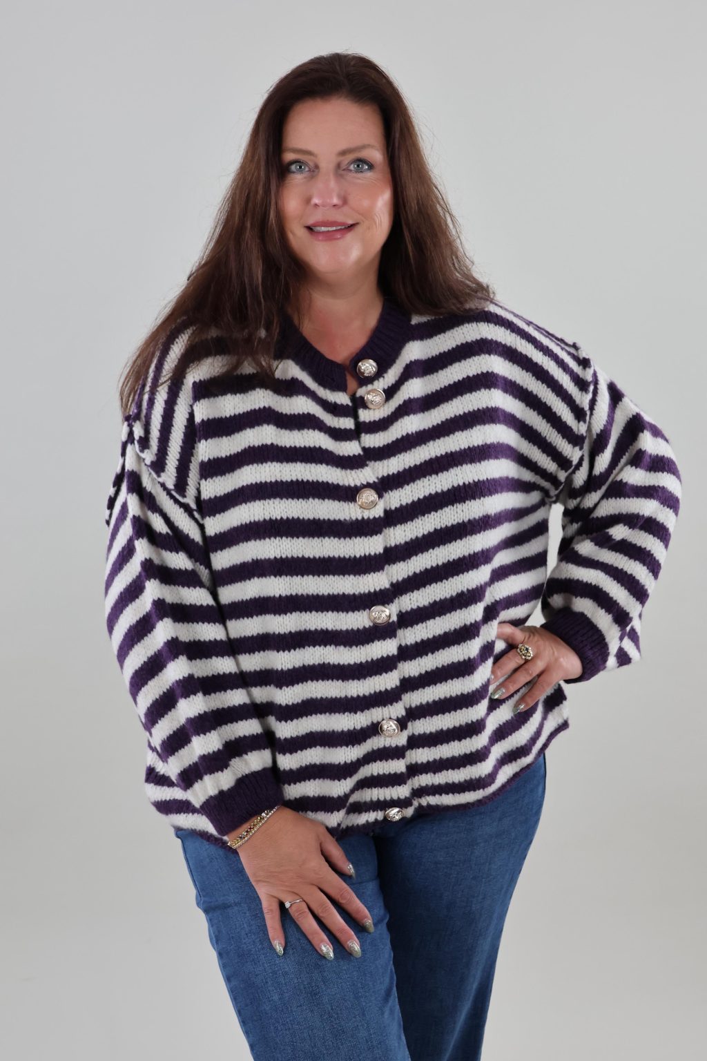 1780 Cardigan Knitted Stripe - Afbeelding 2