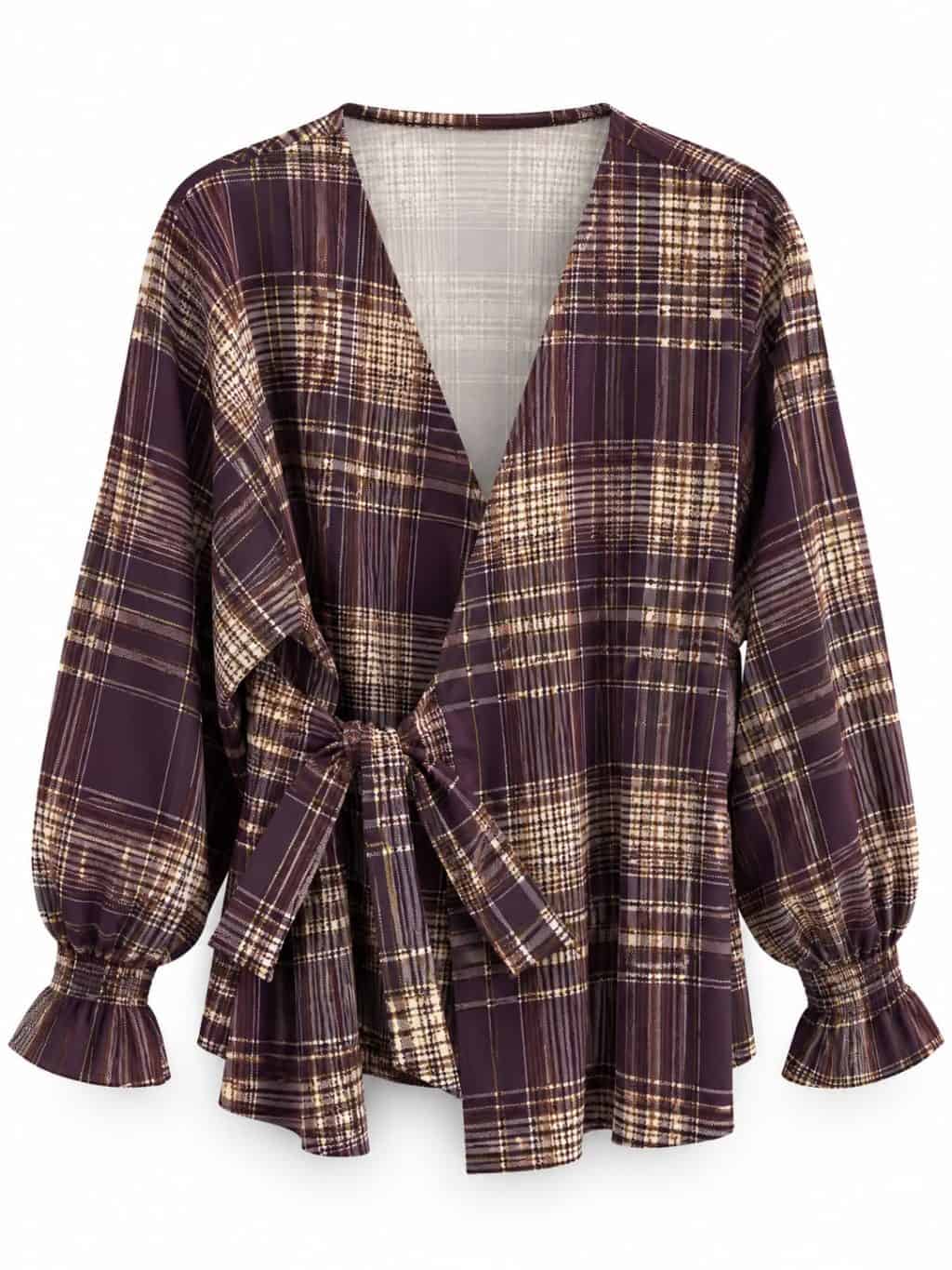 1843 Blouse Wrap Ruitjes - Afbeelding 2