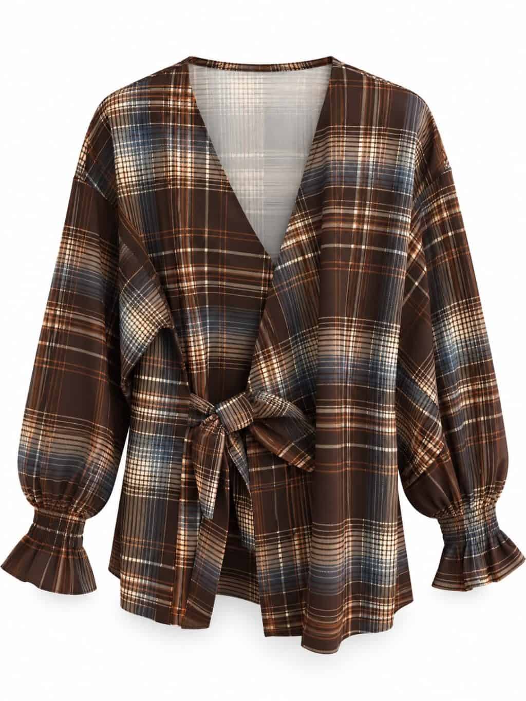 1843 Blouse Wrap Ruitjes - Afbeelding 3