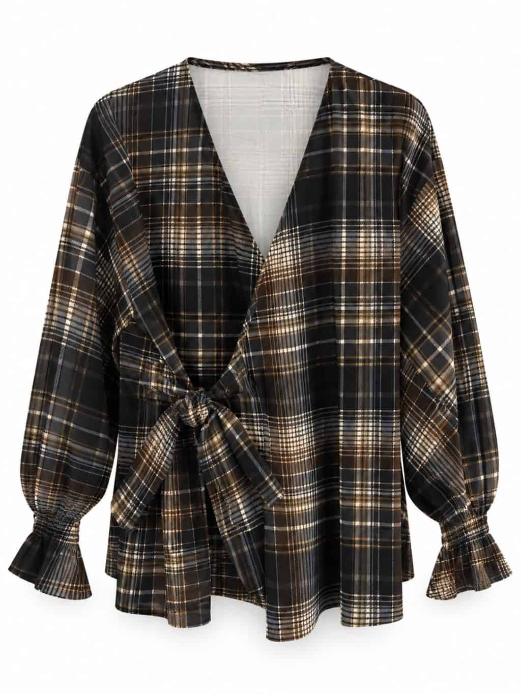 1843 Blouse Wrap Ruitjes - Afbeelding 4