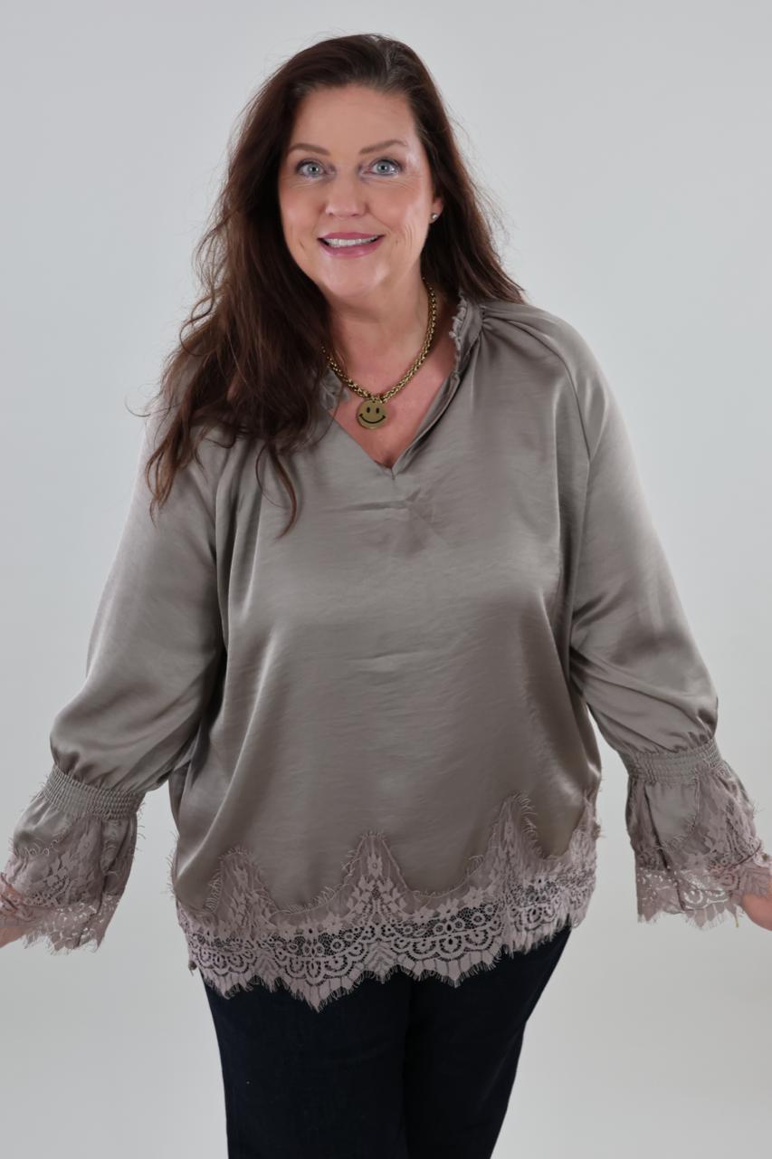 1855 Blouse Satin look Lace - Afbeelding 2