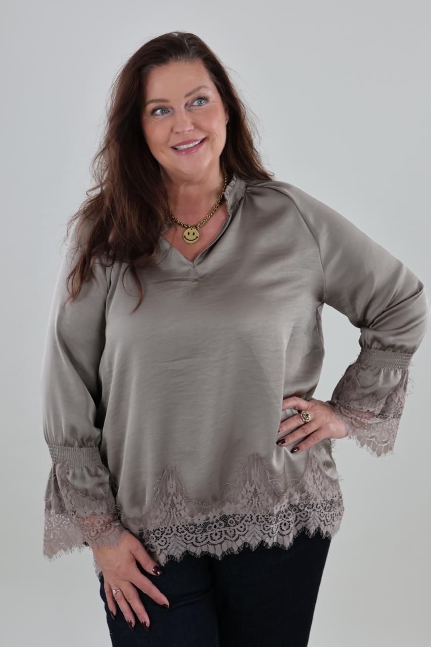 1855 Blouse Satin look Lace - Afbeelding 3