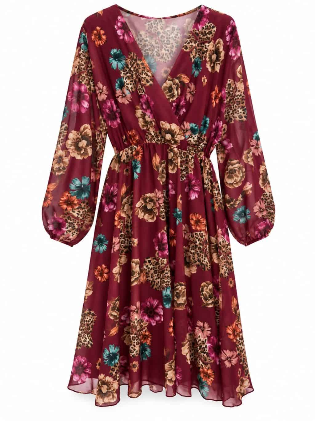 1867 Dress V-neck Floral - Afbeelding 4