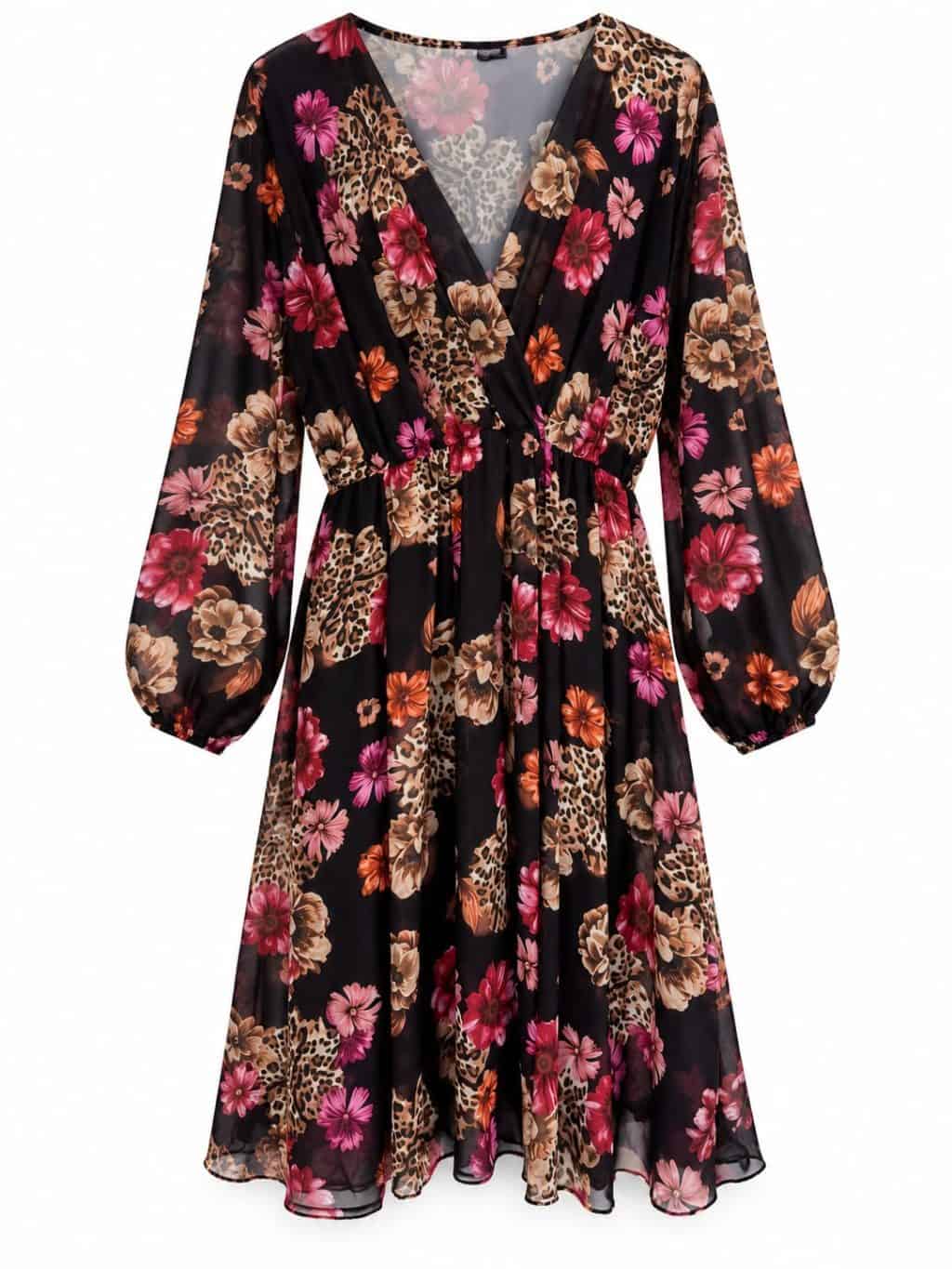 1867 Dress V-neck Floral - Afbeelding 6