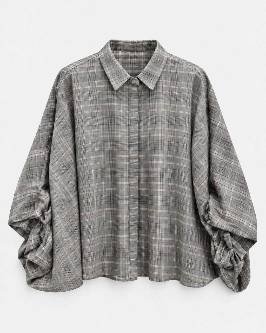 1882 Blouse Checks Draped Sleeves - Afbeelding 2