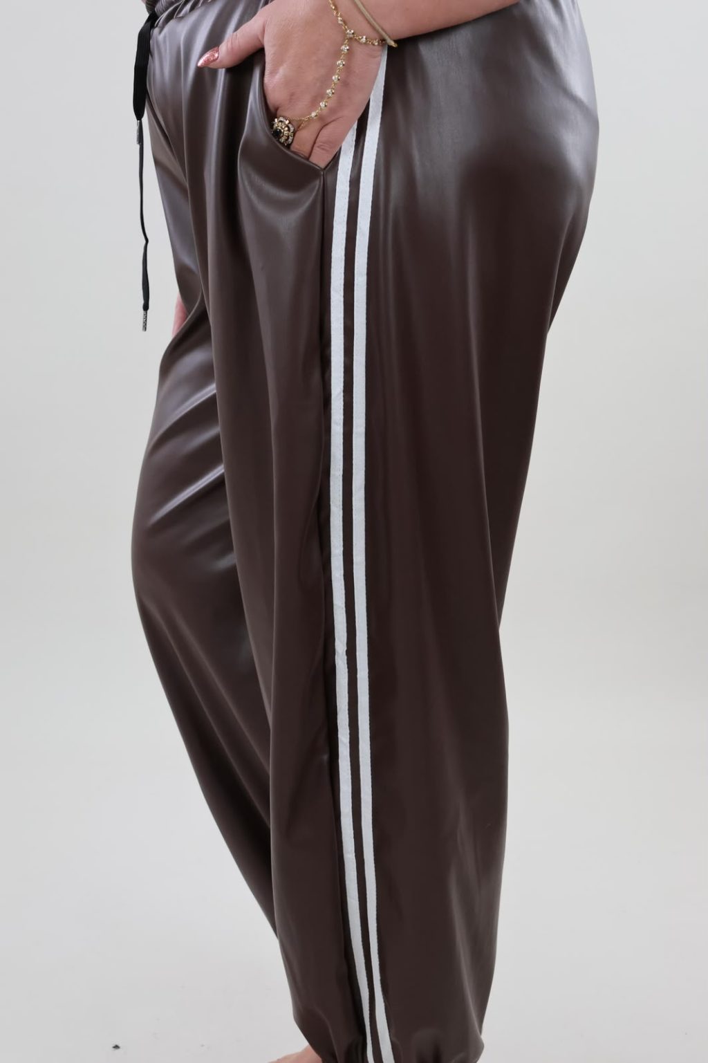 1952 Broek Stripe Balloon Leerlook - Afbeelding 2