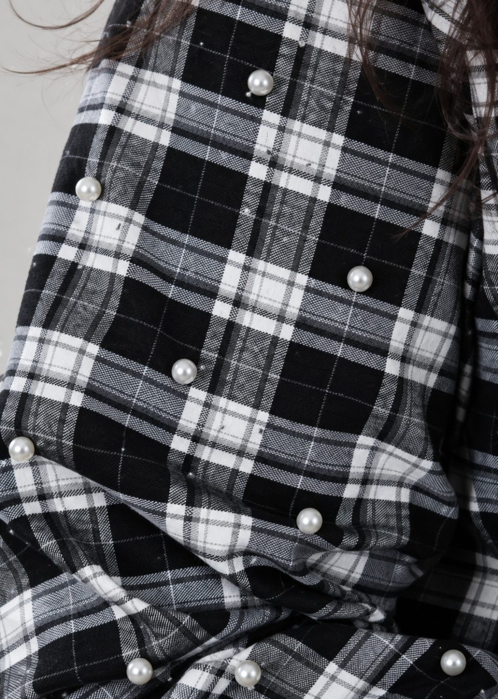 1966 Blouse Black Pearls Checked - Afbeelding 3