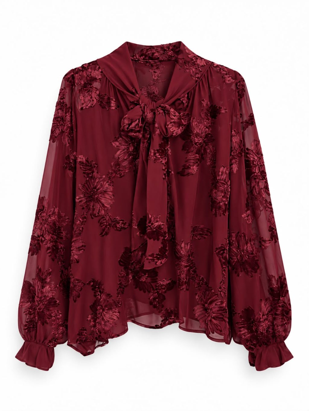 1974 Blouse Mesh Flowers - Afbeelding 4
