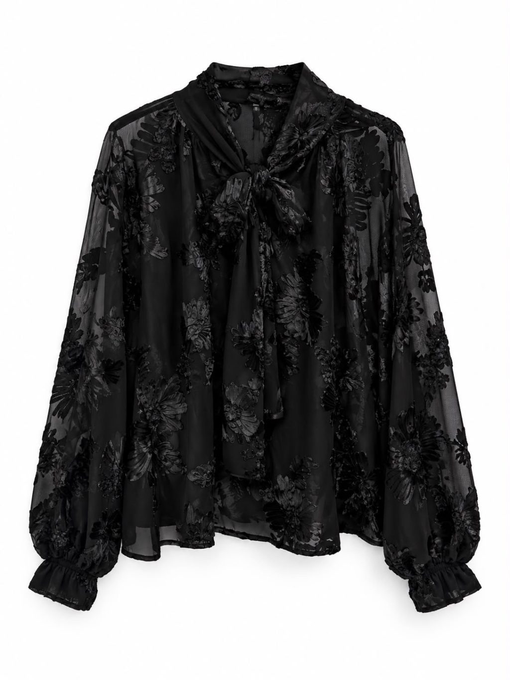 1974 Blouse Mesh Flowers - Afbeelding 5