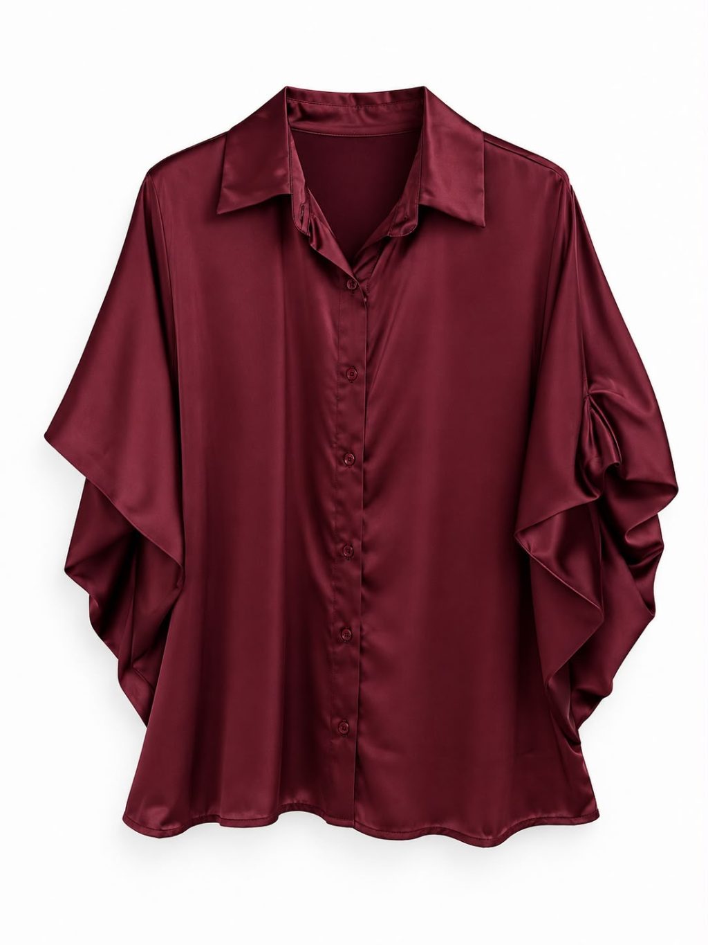 1976 Blouse Draped sleeves Satin look - Afbeelding 3