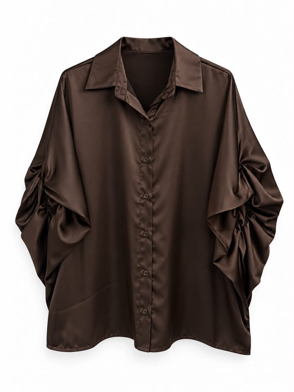 1976 Blouse Draped sleeves Satin look - Afbeelding 4
