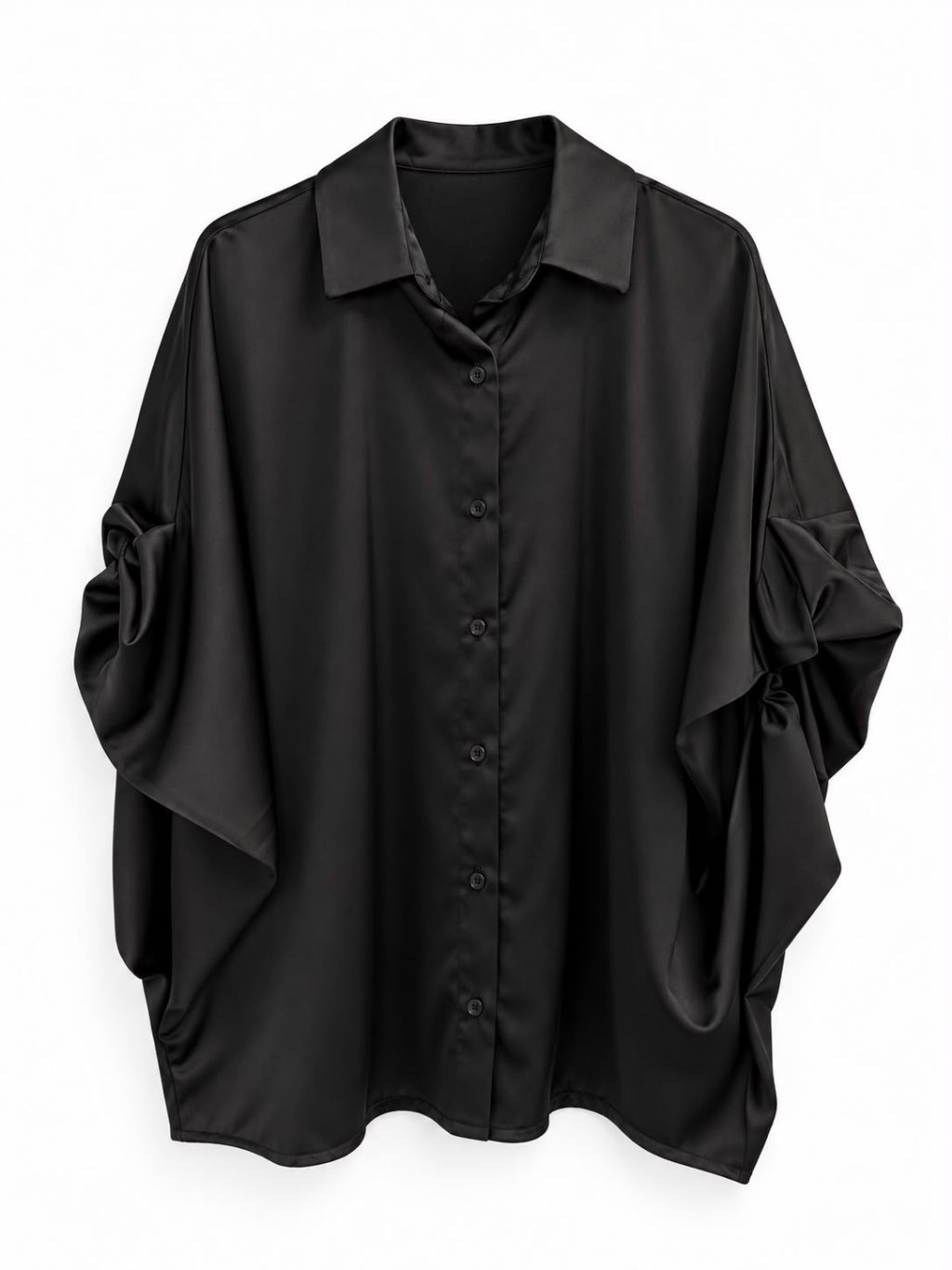 1976 Blouse Draped sleeves Satin look - Afbeelding 5