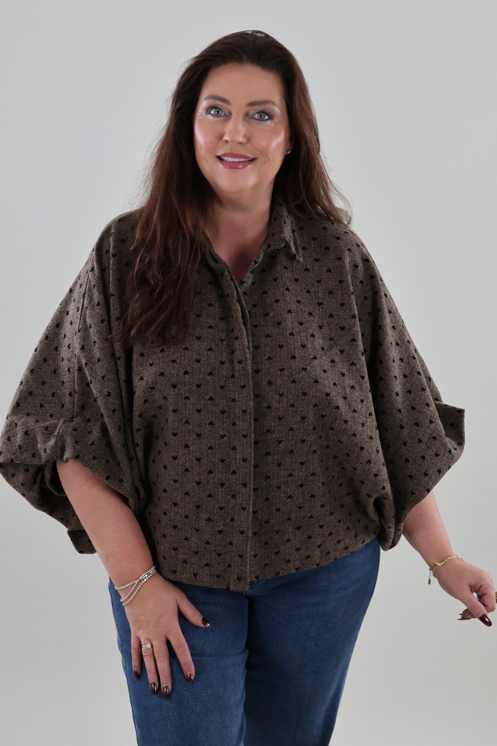 1895 Blouse Hearts Draped Sleeves