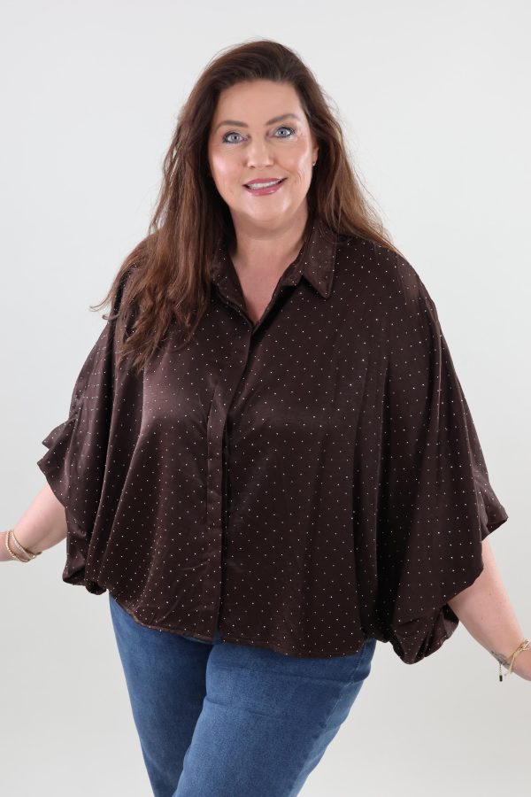 1901 Blouse Trendy Sparkle Draped Sleeves