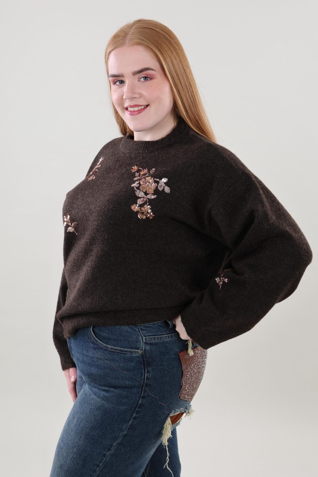 Vero Moda Curve 160 vmc amelia o- neck sequince pullover - Afbeelding 3