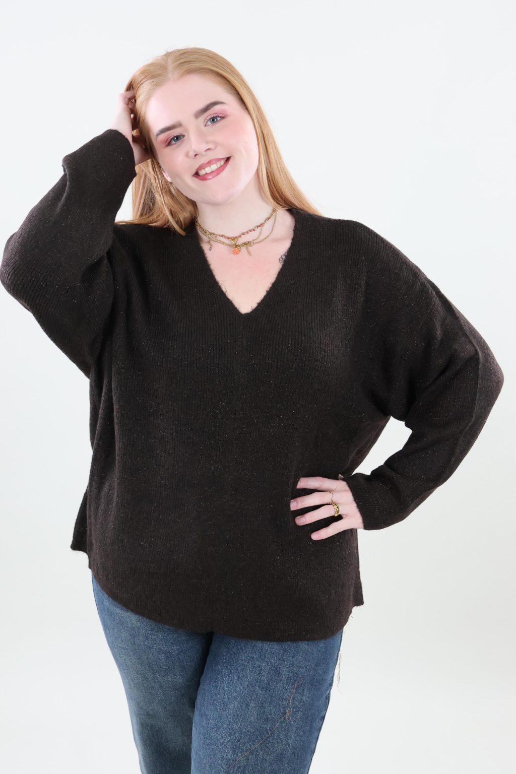 Vero Moda Curve 161 vmc crewlefile glitter - Afbeelding 4