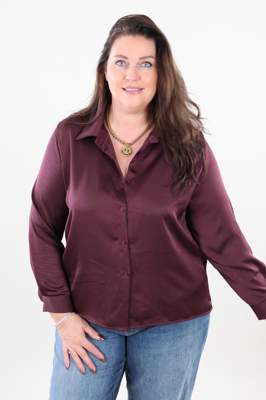 1982 Blouse Satin look Basic - Afbeelding 2